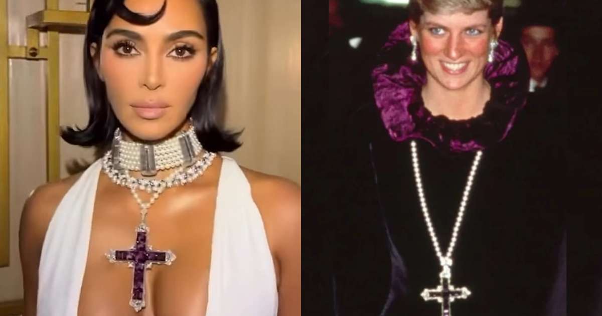 Kim Kardashian ostenta colar luxuoso de crucifixo da princesa Diana; saiba o valor