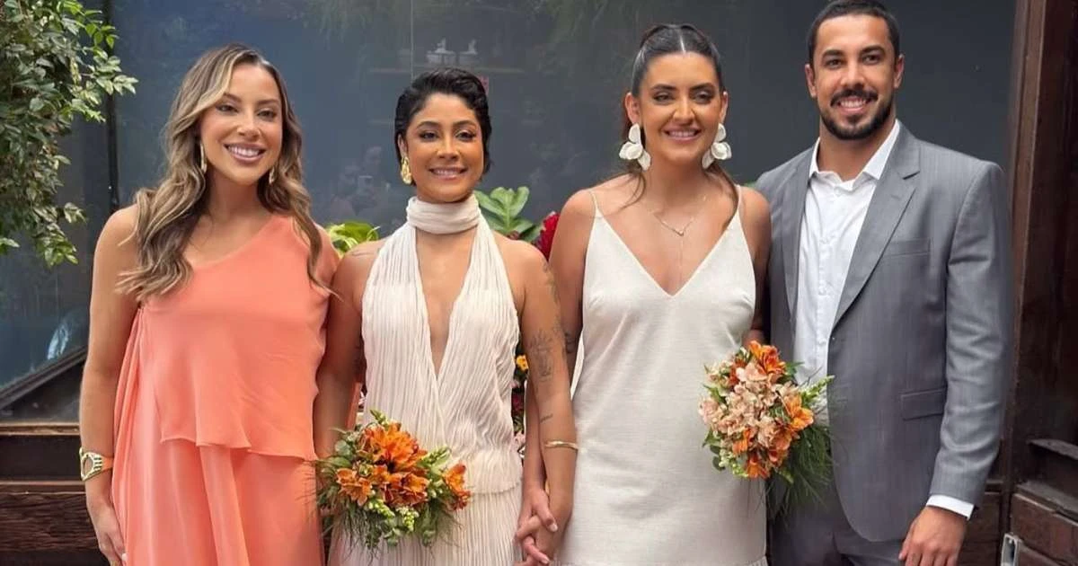 Renata e Maike, do BBB 25, vão a casamento juntos em Fortaleza