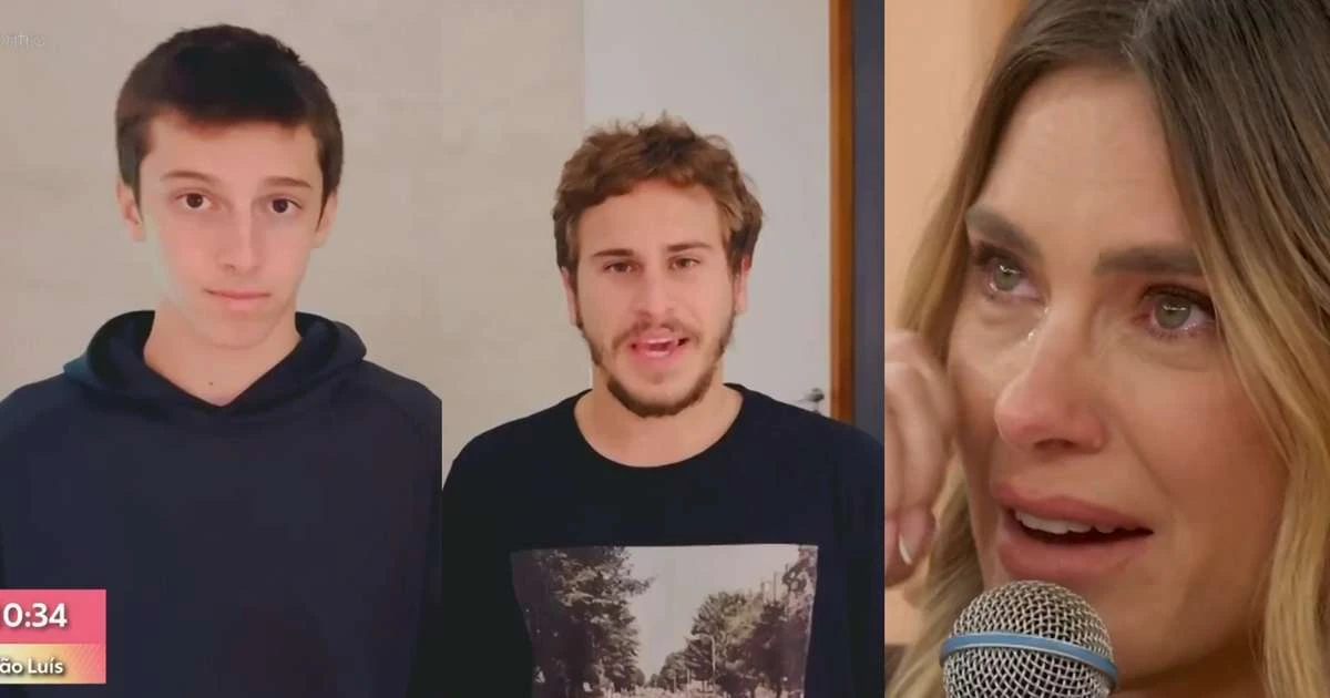 Filhos de Carolina Dieckmann fazem aparição rara na Globo e a famosa chora ao vivo