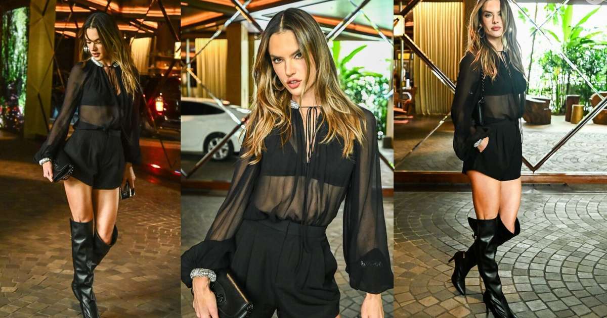 Diva! Alessandra Ambrosio brilha com look transparente e bota 'fatal' para evento de moda em São Paulo; veja fotos