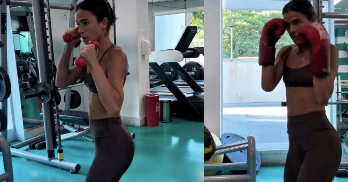 Bruna Marquezine pega pesado em treino de boxe e barriga MEGA trincada rouba a cena em vídeo: 'Chora nesse shape'