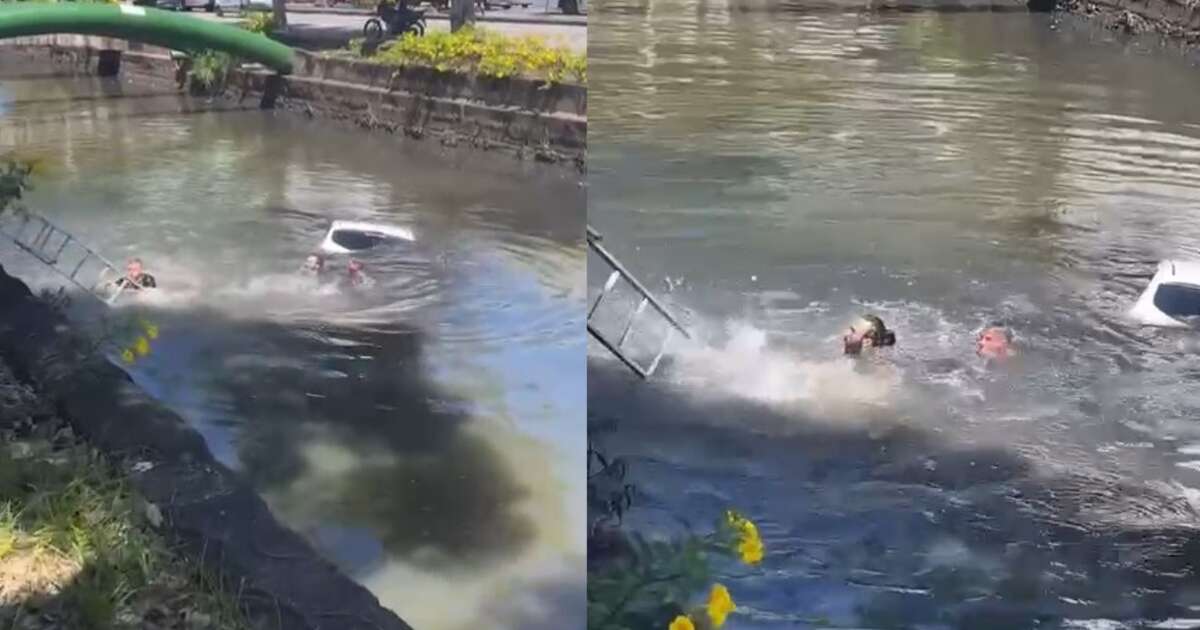 Carro de motorista de app cai em córrego na Avenida Presidente Vargas, no RJ; veja o vídeo