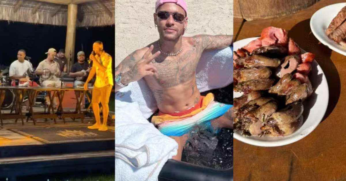 Churrasco, futebol e pagode: veja como foi o aniversário de 33 anos de Neymar