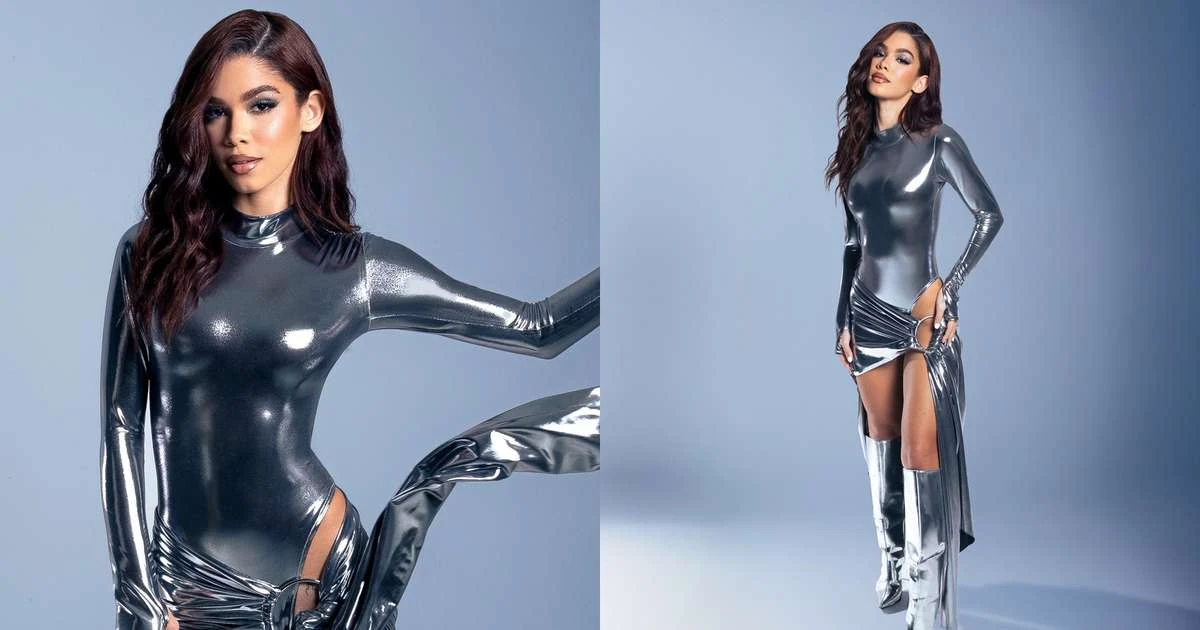 Tília surge deslumbrante em look futurista para festa de 22 anos em Sâo Paulo