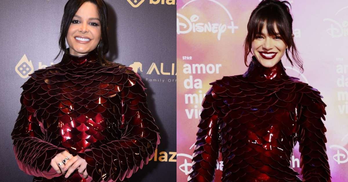 Maraisa repete vestido vinho já usado por Bruna Marquezine; look extravagante custa R$ 85 mil. Compare os looks!