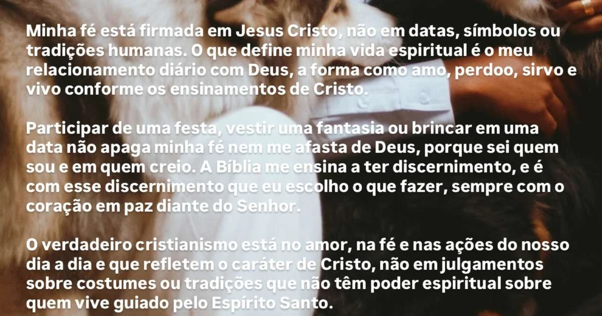 Evangélica, Gabriely Miranda se explica após ir no Halloween da Virginia: 'Minha fé'