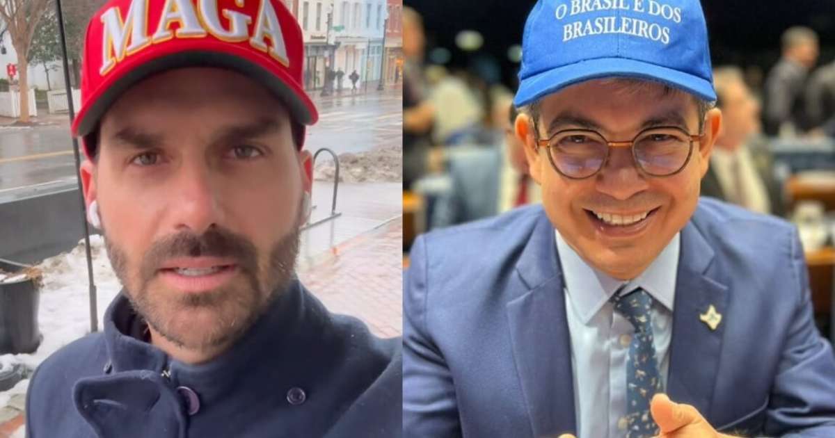 Eduardo Bolsonaro e Randolfe Rodrigues discutem 'bonés a la Trump' usados nas eleições do Congresso