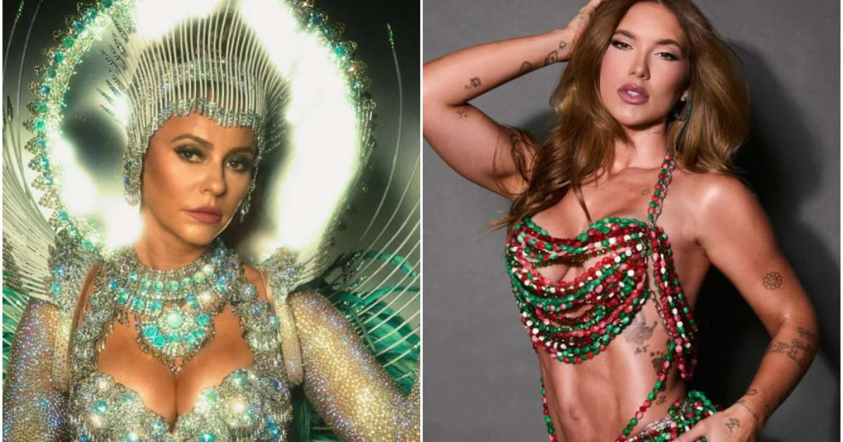 Paolla Oliveira vai passar a faixa de rainha de bateria da Grande Rio para Virginia neste sábado