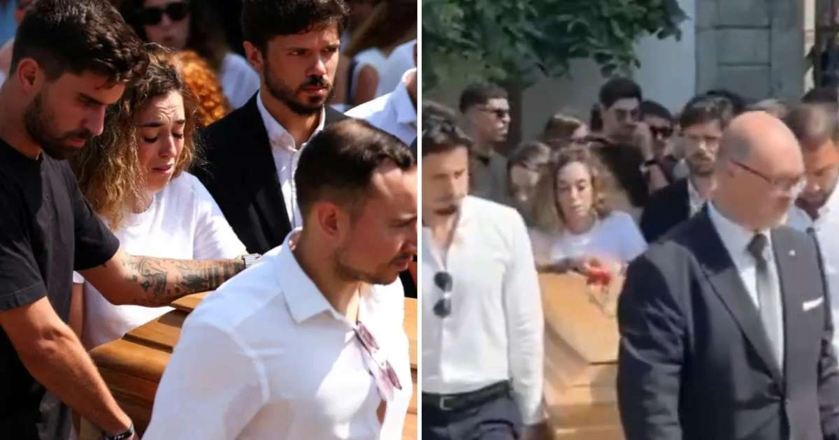 Esposa de Diogo Jota leva caixão do marido aos prantos em velório; veja o momento