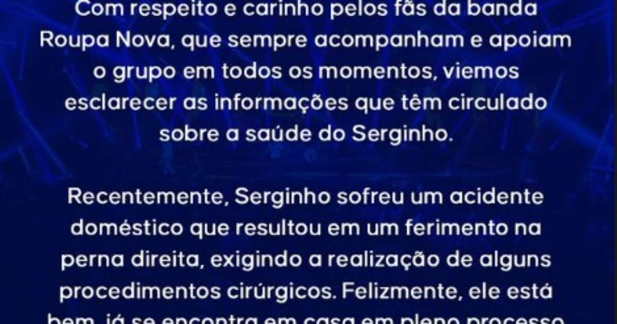 Serginho, do Roupa Nova, passa por cirurgia e tem real estado de saúde revelado