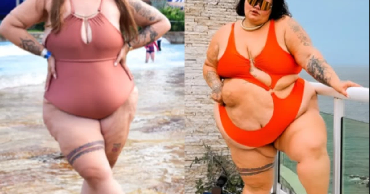 De maiô, Thais Carla impressiona com antes e depois após perder 101 kg: 'Diferença absurda'
