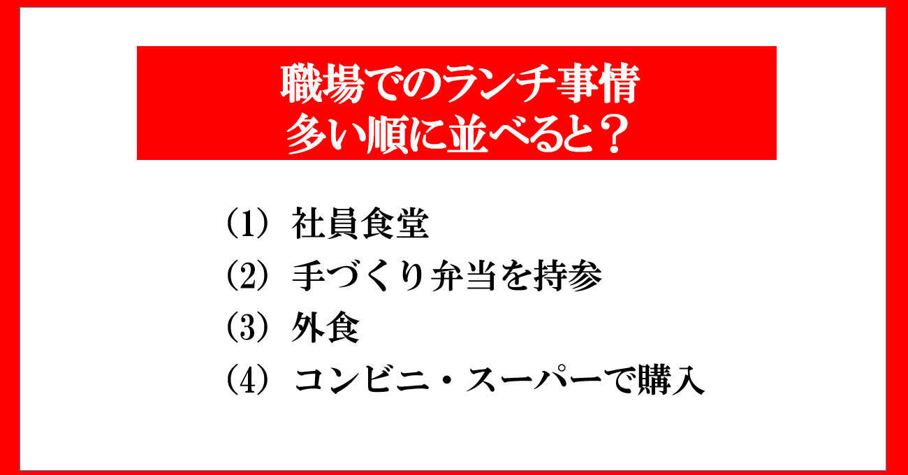 「外食VS.弁当」お昼はどっち？　ビジネスパーソンのランチ事情